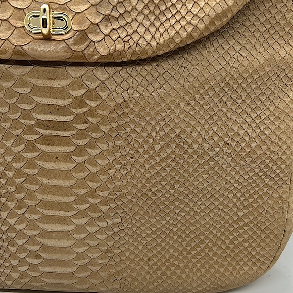 Henri Bendel Beautiful Tan Reptile Skin Print Leather Handbag Purse 🌸🌸 - Picture 6 of 12